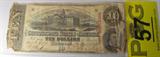 Coin Genuine Confederate $10.00 Bill
Genuine Confederate $10.00 Bill. Has Vertical and Horizontal Folds. Edges are very Rough with tares present. Corners are missing or rounded.