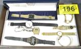 Jewelry Assorted Watches
Tray of Assorted Watches: Russian Watch with Date, marked CCCP The first president of the USSR. Santa Watch, Bulova Quartz, Vulcain, Wittnauer and others. 9 Total.