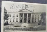 Postcard Autographed by Walter Johnson AAU
A black and white postcard of the White House in Washington D.C. authgraphed by Walter Johnson. Signature is certified by Authentic Autographs Unlimited, Serial # F10145. The Certificate of Authenticity is signed by Drew V. Max, a Court Qualified and Board Certified Forensic Document Examiner and handwriting expert who specializes in celebrities, sports, and antiquities. You may have seen Mr. Max on the reality television show "Pawn Stars".
From the internet: "Walter Perry Johnson (November 6, 1887 – December 10, 1946), nicknamed "Barney" and "The Big Train", was a Major League Baseball right-handed pitcher. He played his entire 21-year baseball career for the Washington Senators (1907–1927). He would later serve as manager of the Senators from 1929 through 1932 and for the Cleveland Indians from 1933 through 1935. One of the most celebrated and dominating players in baseball history, Johnson established several pitching records, some of which