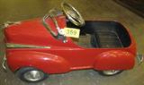 Antique Pedal Car Restored
Consignor states that this Pedal Car is a genuine 1950's type Kids Pedal Car that has an early restoration. The tires are marked Firestone! A very well made car. Appears to be complete and has the unique Airplane Hood Ornament. Car measures 38" Long and is 22" Tall.