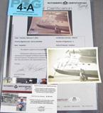 James H Doolittle Autographed Photo Aviation ACE
A photograph of a vintage airplane that is hand signed by James H. Doolittle. Signature is certified by Autograph Certification Experts, LLC, Justin Chris Priddy, President. Certification # B40147, can be verified at www.autographcertificationexperts.com.
From the internet: "General James Harold "Jimmy" Doolittle, USAF (December 14, 1896 – September 27, 1993) was an American aviation pioneer. Doolittle served as a brigadier general, major general and lieutenant general in the United States Army Air Forces during the Second World War. He earned the Medal of Honor for his valor and leadership as commander of the Doolittle Raid while a lieutenant colonel. Shortly after the Japanese attack on Pearl Harbor on December 7, 1941, and America's entry into World War II, Doolittle was recalled to active duty. He was assigned to Army Air Forces Headquarters to plan the first retaliatory air raid on the Japanese homeland. He volunteered for and recei