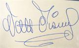 Walt Disney Autographed 3 x 5 Card
An unlined 3" x 5" card that has been hand signed by Walt Disney. Signature is not officially authenticated. Other items provided by this consignor have all been certified and to the best of our knowledge this signatures is authentic.
Information provided by the consignor: "Walter Elias "Walt" Disney (December 5, 1901 – December 15, 1966) was an American film producer, director, screenwriter, voice actor, animator, entrepreneur, entertainer, international icon,and philanthropist, well-known for his influence in the field of entertainment during the 20th century. Along with his brother Roy O. Disney, he was co-founder of Walt Disney Productions, which later became one of the best-known motion picture producers in the world. The corporation is now known as The Walt Disney Company and had an annual revenue of approximately US$36 billion in the 2010 financial year. Disney is particularly noted as a film producer and a popular showman, as well as an innova