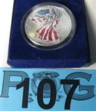 Coin 1999 American Silver Eagle
1999 colorized American Silver Eagle. 31.105g of .9993 Silver. No Sales Tax on Coins, Currency, or Bullion.