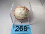 1977 Dodgers Autographed Team Ball
A baseball which appears to contain original signatures of some of the 1977 Dodgers National League Baseball team. Signatures have not authenticated. The ball is presented in a clear acrylic protector. The consignor has stated that the following signatures appear on the ball: Dave Lopes, Don Sutton, Steve Yeager, Steve Garvey, Lee Lacey, Dusty Baker, Rick Monday, Manny Mota, Tom LaSorda, Johnny Oates, Rick Rhoden, Reggy Smith, Ron Cey, Ed Goodson, Charlie Hough, and Bill Russell as well as others.