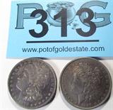 Coin 1879-S & 1889-P Morgan Silver Dollars
26.73g of 90% Silver per coin. 1879-S 9,110,000 minted, 1889-P 21,726,000. Coins are Graded by the consignor as Uncirculated to Extremely Fine with dark toning. No Sales Tax on Coins, Currency, or Bullion.