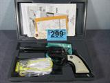 Gun Ruger NM Single Six in 32 H&R Mag Revolver
Ruger New Model Single Six in 32 H&R Magnum Single Action Revolver. Features a case hardened frame, blued barrel, ivory colored Ruger grips, and lock. Condition is like new in original box.
Tag word: Gun
#C2353 Ruger New Model Single Six in 32 H&R Magnum Serial Number 650-37609 Single Action Revolver