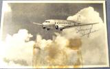 Howard Hughes Autographed Aviation Postcard AAU
A black and white photograph of a vintage American Airlines plane in mid-flight which is hand signed by Howard Hughes. Signature is certified by Authentic Autographs Unlimited, Serial # F10216. The Certificate of Authenticity is signed by Drew V. Max, a Court Qualified and Board Certified Forensic Document Examiner and handwriting expert who specializes in celebrities, sports, and antiquities. You may have seen Mr. Max on the reality television show "Pawn Stars". 
Information provided by the consignor: "Howard Robard Hughes, Jr. (December 24, 1905[2] – April 5, 1976) was an American business magnate, investor, aviator, engineer, film producer, director, and philanthropist. He was one of the wealthiest people in the world. He gained prominence from the late 1920s as a maverick film producer, making big-budget and often controversial films like The Racket (1928), Hell's Angels (1930), Scarface (1932), and The Outlaw (1943). Hughes was one o