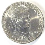Coin 1918 Illinois Centennial Commemorative Gem BU
1918 Commemorative Illinois Centennial Half-Dollar. 12.5g of 90% Silver. 100,058 minted. Very Rare Date. Graded by the consignor as Gem Brilliant Uncirculated. No Sales Tax on Coins, Currency, or Bullion