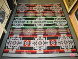 Vintage Pendleton Beaver State Wool Throw Blanket
A beautiful southwestern style wool throw blanket made by Beaver State, Pendleton Woolen Mills. Beautifully designed multi-colored geometric patterns on a gray background. Pre-owned blanket. Measures approximately 62" x 76".