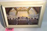 Art Salvador Dali "Sacrament Last Supper" Print
A wonderful reproduction of "The Sacrament of the Last Supper" by artist Salvador Dali. The original is displayed in the National Gallery of Art in Washington D.C. Elegantly framed. Measures 11" x 15.5".
From the internet: "Salvador Domènec Felipe Jacinto Dalí i Domènech, Marquis de Púbol (May 11, 1904 – January 23, 1989), known as Salvador Dalí, was a prominent Spanish surrealist painter born in Figueres, Catalonia, Spain. Dalí was a skilled draftsman, best known for the striking and bizarre images in his surrealist work. His painterly skills are often attributed to the influence of Renaissance masters. His best-known work, The Persistence of Memory, was completed in 1931. Dalí's expansive artistic repertoire includes film, sculpture, and photography, in collaboration with a range of artists in a variety of media. Dalí attributed his "love of everything that is gilded and excessive, my passion for luxury and my love of oriental clothes"