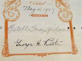 Babe Ruth Autographed 1927 Stock Certificate AAU
A 1927 Stock Certificate dated May 4, 1927 with the signature of George H. (Babe) Ruth. Signature is certified by Authentic Autographs Unlimited, Serial # F10374. The Certificate of Authenticity is signed by Drew V. Max, a Court Qualified and Board Certified Forensic Document Examiner and handwriting expert who specializes in celebrities, sports, and antiquities. You may have seen Mr. Max on the reality television show "Pawn Stars".
George Herman Ruth, Jr. (February 6, 1895 – August 16, 1948), best known as "Babe" Ruth and nicknamed "the Bambino" and "the Sultan of Swat", was an American Major League baseball player from 1914–1935. Ruth originally broke into the major leagues with the Boston Red Sox as a starting pitcher, but after he was sold to the New York Yankees in 1919, he converted to a full-time right fielder and subsequently became one of the league's most prolific hitters. Ruth was a mainstay in the Yankees' lineup that won sev