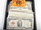 Coin Lot of 100 1928 Red Seal $2.00 Bills
Lot of 100 1928 Red Seal $2.00 Bills of various Grades. No Sales Tax on Coins, Currency, or Bullion.