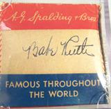 Empty Spalding Baseball Box B. Ruth Autograph ACE
An empty Spalding brand baseball box that has been hand signed by Babe Ruth. Box is presented in a clear acrylic cube for easy display. Signature is certified by Autograph Certification Experts, LLC, Justin Chris Priddy, President. Certification # B40302, can be verified at www.autographcertificationexperts.com.The website database displays the correct date of certification. The date printed on the Letter is a typographical error.
From the internet: "George Herman Ruth, Jr. (February 6, 1895 – August 16, 1948), best known as "Babe" Ruth and nicknamed "the Bambino" and "the Sultan of Swat", was an American Major League baseball player from 1914–1935. Ruth originally broke into the major leagues with the Boston Red Sox as a starting pitcher, but after he was sold to the New York Yankees in 1919, he converted to a full-time right fielder and subsequently became one of the league's most prolific hitters. Ruth was a mainstay in the Yankees'
