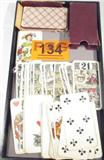 Vintage Deck of 54 Playing Cards Plaid Back
A vintage deck of playing cards, possibly English. Each card has a black and red plaid back and measures approximately 2.5" x 4.5". There are 54 cards in the deck. The original slide open box is included. The cards are in pretty good condition considering their age. The box hasn't faired as well and is falling apart.
- 8 each Hearts, Spades, Diamonds and Clubs.
- 21 cards, numbered one to twenty-one.
- 1 joker card.