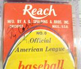 Empty Reach Baseball Box Ty Cobb Autograph ACE
An empty Reach brand Official American League Baseball box that has been hand signed by Ty Cobb. Signature is certified by Autograph Certification Experts, LLC, Justin Chris Priddy, President. Certification # B40297, can be verified at www.autographcertificationexperts.com.
From the internet: "Tyrus Raymond "Ty" Cobb (December 18, 1886 – July 17, 1961), nicknamed "The Georgia Peach," was an American Major League Baseball outfielder. He was born in Narrows, Georgia. Cobb spent 22 seasons with the Detroit Tigers, the last six as the team's player-manager, and finished his career with the Philadelphia Athletics. Cobb is widely regarded as one of the best players of all time. In 1936, Cobb received the most votes of any player on the inaugural Baseball Hall of Fame ballot, receiving 222 out of a possible 226 votes. Cobb is widely credited with setting 90 Major League Baseball records during his career. He still holds several records as of 2011