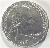 Coin 1918 Illinois Centennial Commemorative Coin
1918 Illinois Centennial Commemorative Half-Dollar. 12.5g of 90% Silver. 100,0568 minted. Rare Date. Nice Looking Coin depicting President Lincoln. Graded by the consignor as Gem Brilliant Uncirculated. No Sales Tax on Coins, Currency, or Bullion. #5-A-51.