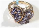 Jewelry Sterling Silver Tanzanite Heart Ring
Beautiful pink gold washed sterling silver ring featuring several prong set Tanzanite stones. Ring size: 8.25, total weight: .23 ozt.