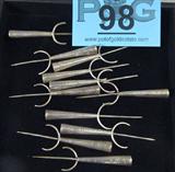 Vintage Sterling Silver Appetizer Picks
Fabulous vintage sterling silver appetizer picks, set of 11. Each is marked "sterling", unknown maker. Measures: 3.5" long, total weight: 1.68 ozt
