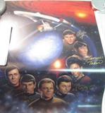 Star Trek Light Speed Fine Art Poster Signed
To boldly go where no man has gone before................ A Celebrity Counter-Signed Star Trek poster autographed by William Shatner, Leonard Nimoy, George Takei, Walter Koenig, James Doohan and Nichelle Nichols. Accompanied by a reproduced authenticating certificate from Lightspeed Fine Art. The characters featured on this poster are Captain Kirk, Mr. Spock, Lt Cdr Scott, Lt Uhura, Dr. McCoy, Lt Sulu, and Ensign Chekov. The starship U.S.S. Enterprise is also pictured. The print is numbered 136/500 and is the work of artist Keith Birdsong, whose signature appears in the lower right corner. Large poster measures 35" x 26".