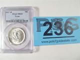 Coin Slabbed 1937-D Texas Centennial PCGS MS65
Slabbed 1937-D Texas Centennial Commemorative Memorial Coin. 12.5g of 90% Silver. 6,605 minted. Rare Date. Graded by PCGS as MS65. No Sales Tax on Coins, Currency, or Bullion. #236-89.