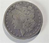 Coin 1889-CC Morgan Silver Dollar Fine
1889-CC Morgan Silver Dollar. 26.73g of 90% Silver. 350,000 minted. Extremely Rare and hard to find. Graded by the consignor as Fine. No Sales Tax on Coins, Currency, or Bullion. #355-A-67.