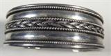 Jewelry Sterling Silver Cuff Bracelet
Beautiful sterling silver cuff bracelet with braided style design. Marked "Indonesia 925", measures: 6" wide with 1" opening. Total weight: .78 ozt.
#2447-9081-CFSG52300