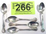 Lot of 5 Sterling Demitasse Spoons Flatware
Lovely sterling silver demitasse spoons, unknown maker. Marked "sterling", measures: 4.25" long.
Total weight: 1.64 ozt.
