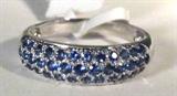 Jewelry 14kt White Gold Blue Sapphire Ring
Gorgeous 14kt white gold fashion cluster ring featuring 37 round blue sapphire stone. Ring size: 7, marked "14k". Total weight: 1.8 dwt.