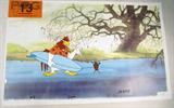 Art Foghorn Leghorn Warner Bros Animation Cel
Appears to be an original animation production Cel from the Warner Brothers cartoon, Foghorn Leghorn. Includes a color background print. Cel measures 11" x 12".
From the internet: "Foghorn J. Leghorn according to 1950s comics produced by studio staffers is a character that appears in the Looney Tunes and Merrie Melodies cartoons for Warner Bros. He was created by Robert McKimson, and starred in 28 cartoons between 1946 and 1963 in the Golden Age of American animation. All 28 of these cartoons were directed by McKimson."