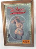 Art Framed Dr. Pepper Advertisement Mirror Back
Wonderful framed mirrored back Dr. Pepper advertisement that reads: "Drink Dr. Pepper: King of Beverages." Features a Native American woman in full hunting attire, appearing to be searching for something. Gold & silver colored embossed style designs throughout. Wood frame. Measures 14.75" x 26.25" including frame.
ZB2776