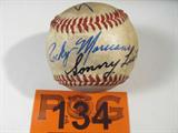 Boxing Champions Autographed Baseball Ali Liston +
A vintage baseball which has been signed by some of the greatest boxing champions of all time. Signatures include Muhammad Ali, Cassius Clay, Sonny Liston, Joe Frazier, Rocky Marciano and "Sugar" Ray Robinson. These signatures are not officially authenticated. Other items provided by this consignor have all been certified and to the best of our knowledge these signatures are authentic.
From the internet:
"Muhammad Ali (born Cassius Marcellus Clay, Jr.; January 17, 1942) is an American former professional boxer, philanthropist and social activist. Considered a cultural icon, Ali was both idolized and vilified. Originally known as Cassius Clay, Ali changed his name after joining the Nation of Islam in 1964, subsequently converting to Sunni Islam in 1975, and more recently practicing Sufism. In 1967, three years after Ali had won the World Heavyweight Championship, he was publicly vilified for his refusal to be conscripted into the U.S. m