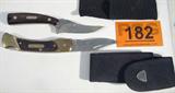 Lot of 2 Schrade Knives Fixed & Folding Blade
Lot of 2 Schrade knives includes:
- Fixed blade, Old Timer, Schrade #152. Measures approximately 7" long. Nylon case.
- Folding single blade knife, Old Timer, Schrade #70T. Measures approximately 8.25" in open position. Nylon belt case.
ZC1261