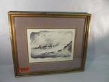 Art Signed John Kelly Print "View of the City"
A beautiful pencil signed and numbered,102/200, print titled "View of the City" by artist John Kelly. The lightly colored print features a harbor view of a large unnamed metropolis. Print has been professionally matted and framed. Measures 20" x 24".
Z14
