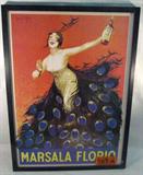 Art Framed Vintage European Poster Marsala Florio
Fabulous framed print, vintage European poster entitled "Marsala Florio". A woman in an extravagant peacock dress & headdress, holding a bottle of wine in one hand and a sipping glass in the other. 1 in a series of 4, with a description sticker on the back. Measures 26" x 19" including frame, which may need to be repaired at the bottom right corner.
Tag word: Poster
ZB2776