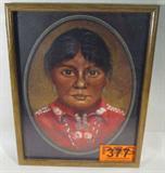Art Acrylic Portrait Ina Diego By CB Smith 1932
Wonderful original acrylic Southwestern portrait. Professionally matted / framed. Consignor states:
"Portrait of Ina Che` Diego Unger MRS Wife to Agent Unger USBIA Agent in Charge San Carlos Apache Depot (Reservation). AZ Territory Circa 1899 - 1931. Him: Hated by all. Her: Loved by most as an honest Apache women, yet some Chiricawa Apaches saw her as a traitor. Artist: C.B. Smith."
Measures 11.5" x 14.75" including frame.
ZB2776