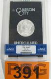 Coin Slabbed 1884-CC Morgan Silver $ NGC MS64
Slabbed 1884-CC Morgan Silver Dollar. 26.73g of 90% Silver. 1,136,000 minted. Rare Date. Graded by NGC as MS64. No Sales Tax on Coins, Currency, or Bullion. #391-18.