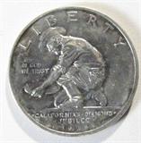 Coin 1925-S California Diamond Jubilee Gem BU
1825-S California Diamond Jubilee Commemorative Half-Dollar. 12.5g of 90% Silver. 86,394 minted. Rare Date. Graded by the Consignor as Gem Brilliant Uncirculated.. No Sales Tax on Coins, Currency, or Bullion. #24-23.