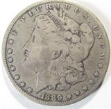 Coin 1889-CC Morgan Silver Dollar Fine
1889-CC Morgan Silver Dollar. 26.73g of 90% Silver. 350,000 minted. Extremely Rare Date. Graded by the Consignor as Fine. No Sales Tax on Coins, Currency, or Bullion. #48-22.