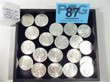 Coin 20 1926-P Peace Silver Dollars Choice BU
Roll of 20 1926-P Peace Silver Dollars. 26.73g of 90% Silver Dollars. 1,939,000 minted. Rare Date. Graded by the consignor as Choice Brilliant Uncirculated. No Sales Tax on Coins, Currency, or Bullion. #87-67.