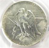 Coin Slabbed 1938-D Texas Independence PCGS MS64
1938-D Slabbed Texas Independence Centennial Commemorative Half-Dollar. 12.5g of 90% Silver. 3,775 minted. Rare Date. Graded by PCGS as MS64. No Sales Tax on Coins, Currency, or Bullion. #111-52.