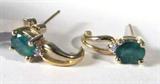 Jewelry 14k Yellow Gold Emerald & Diamond Earrings
Gorgeous 14kt yellow gold earrings featuring oval shaped prong set emerald stones, accented with small round diamond stones. Total weight: 1.3 dwt. 
#E0900528-102-ZB3093