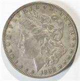 Coin 1888-S Morgan Silver Dollar XF/AU
1888-S Morgan Silver Dollar. 26.73g of 90% Silver. 657,000 minted. Very Rare Date. Graded by the Consignor as Extremely Fine to About Uncirculated. No Sales Tax on Coins, Currency, or Bullion. #354-17.