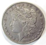 Coin 1879-CC Morgan Silver Dollar XF
1879-CC Morgan Silver Dollar. 26.73g of 90% Silver. 756,000 minted. Extremely Rare Date. Graded by the Consignor as Extremely Fine,edge dings. No Sales Tax on Coins,Currency, or Bullion. #27-68.
