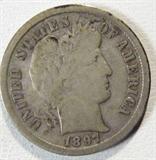 Coin 1897-S Liberty Head Dime Fine
1897-S Liberty Head Dime. 2.5g of 90% Silver. 1,342,844 minted. Rare Date. Graded by the consignor as Fine. No Sales Tax on Coins,Currency, or Bullion. #138-77.