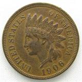 Coin 1906 Indian Head Cent Choice
1906 Indian Head Cent. 96,020,530 minted. Graded by the consignor as Choice. No Sales Tax on Coins, Currency, or Bullion. #6-77.