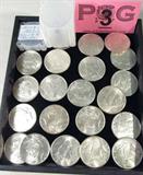 Coin 20 each 1923-S Peace Silver Dollars Choice BU
20 each 1923-S Peace Silver Dollars. 26.73g of 90% Silver. 19,020 ,000 minted. Graded by the consignor as Choice Brilliant Uncirculated. No Sales Tax on Coins, Currency, or Bullion. #3-14.