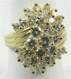 Jewelry 14kt Gold 2.50 Carat Diamond Cluster Ring*
Stunning 14kt yellow gold diamond cluster ring featuring baguette and round brilliant cut diamonds in prong setting. Consignor states the total diamond carat weight is: 2.50 ctw. Marked "14k", ring size: 7. Total weight: 5.1 dwt. 
*Reserve Item
ZB4858