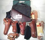 Firearm Lot of Holsters & Pouches-New/Used
Lot of Holsters & Pouches:
- 3 handgun pouches (1 hard, 2 soft)
- 7 leather holsters (2 are new)
- 3 nylon holsters
All are of varying sizes.
Tag Word: Firearm, Gun

Z1955