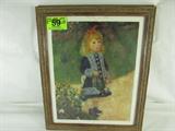 Art Print "Girl With A Watering Can" Renoir
A Girl with a Watering Can is an Impressionist painting by Pierre-Auguste Renoir from 1876. The work was apparently painted in Monet's famous garden at Argenteuil. This painting is of Mademoiselle Leclere in her blue dress. This print has been nicely framed. Measures 22.5" x 18.5".
ZB5104