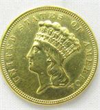 Coin 1857 $3.00 Indian Head Gold Coin Nice
1857 $3.00 Indian Head Gold Coin. 5.015g of 90% Gold. 20,891 minted. Extremely Rare Date. Graded by the consignor as Nice. No Sales Tax on Coins, Currency, or Bullion. #378-69.